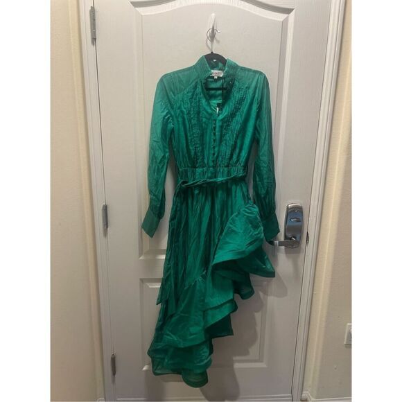 ELLIATT Honeymoon Long Sleeve Maxi Dress Green Asymmetric Dress Size S NWT$350 - Picture 8 of 10